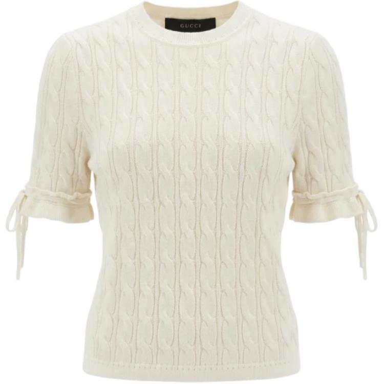 GUCCI Knitwear Women's White Crew Neck Moderate Straight Fit