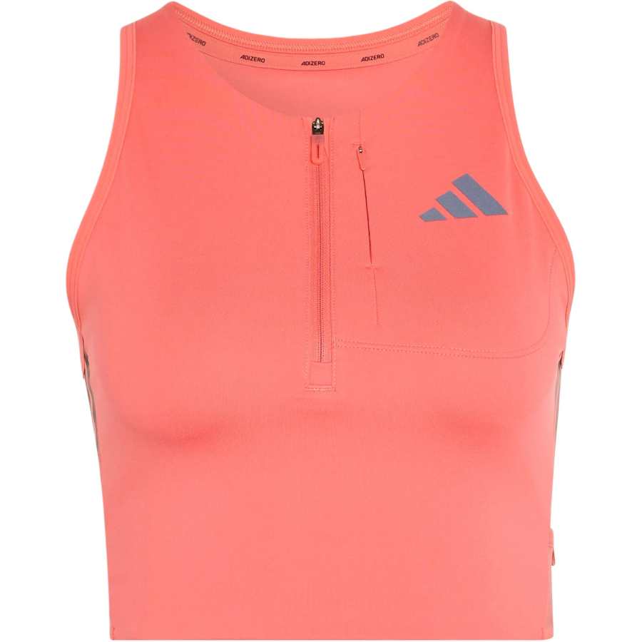 Adidas Adidas Adizero Running Tank Tops Women's Half Swirl Neon Red Crew Neck