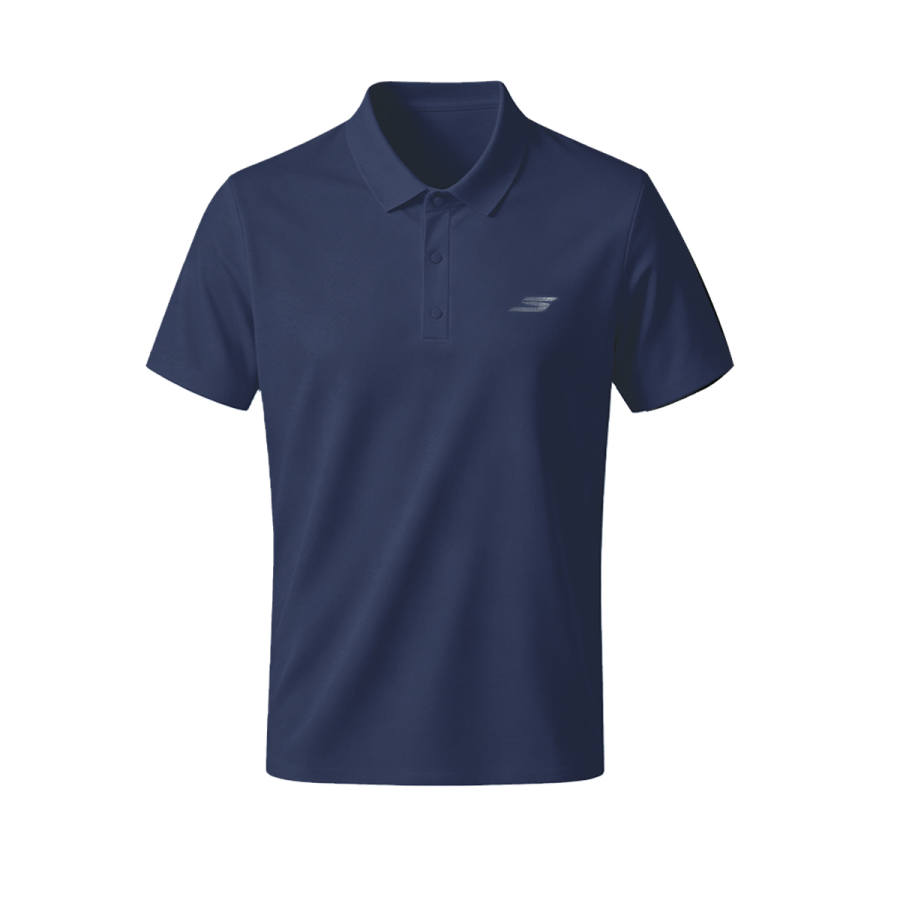 Skechers Polo Shirts Men's Marine Collegiate Blue Top Polo Collar Thin Straight Fit