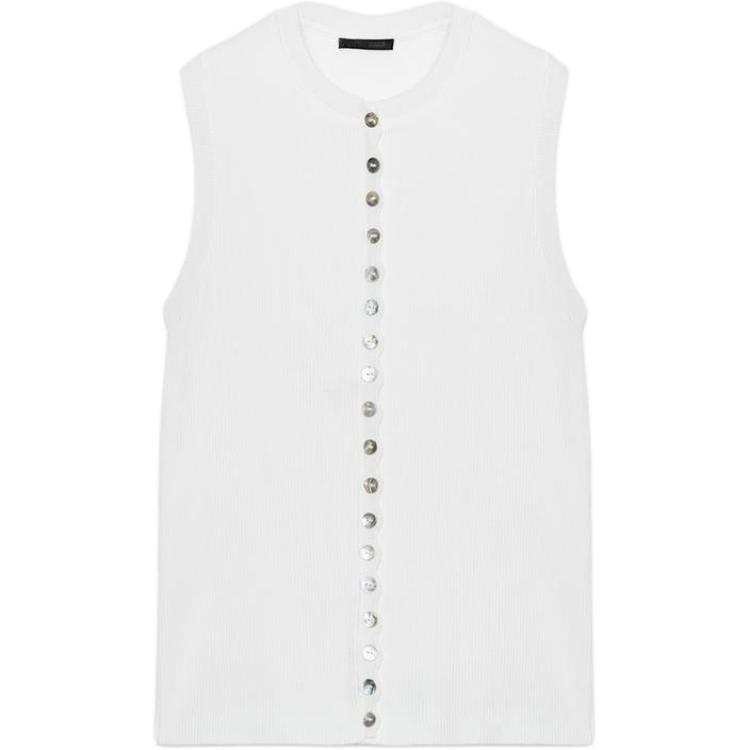 ZARA Tank Tops Women's White Crew Neck