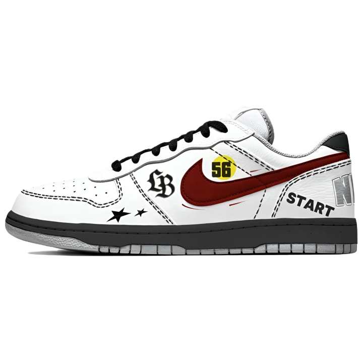 Nike Nike Big Skateboard Shoes Men's Low Top White Red Black Graffiti Color Block