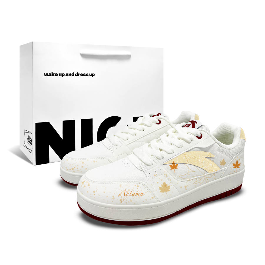 ANTA Original 2 Skateboard Shoes Unisex Low Top White Red Orange Yellow Maple Leaf Colorway