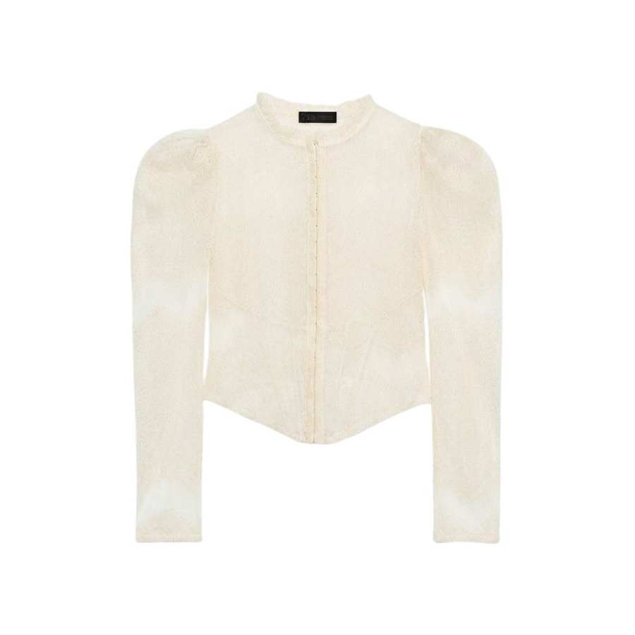 ZARA Jackets Women's White Stand Collar Moderate
