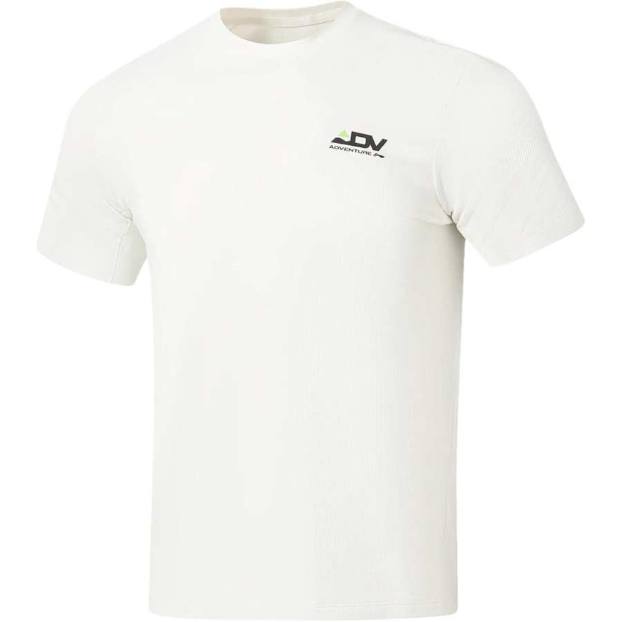 Li-Ning Li Ning Running Collection T Shirts Men's Chalk Gray Crew Neck Moderate Straight Fit