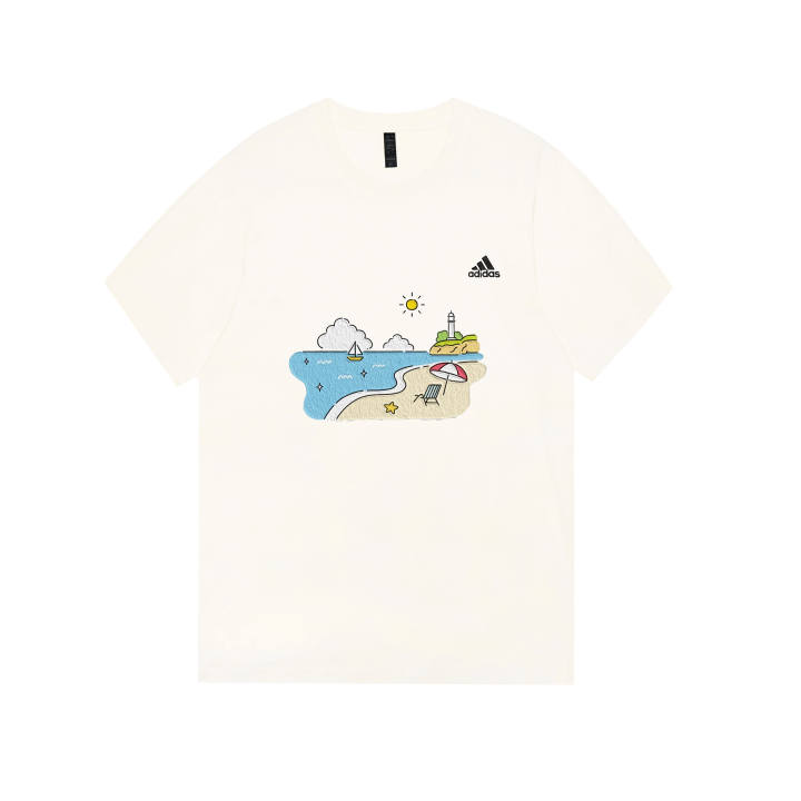 Adidas Adidas MUST HAVES T Shirts Unisex Ecru Crew Neck Moderate