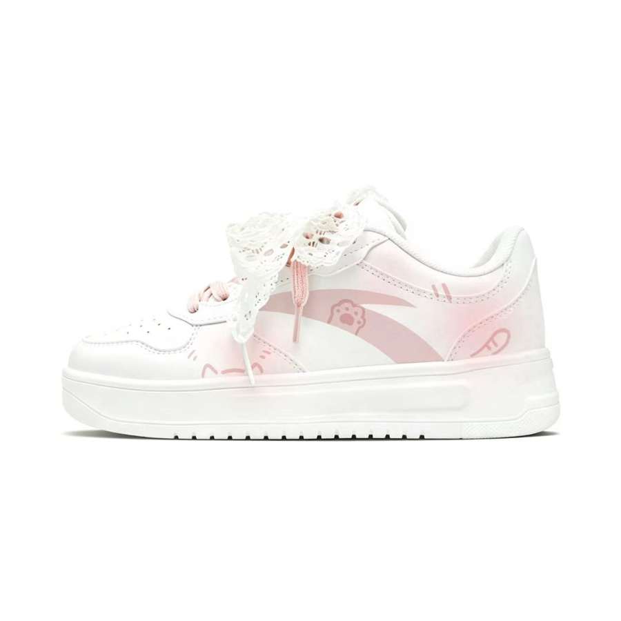 ANTA Skateboard Shoes Women's Low Top Pink Yellow