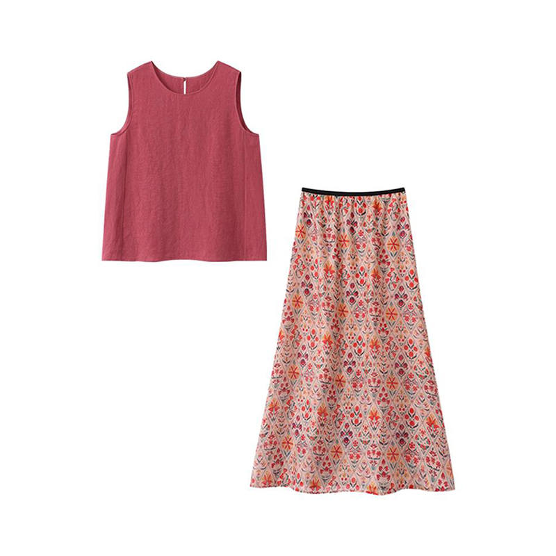 MARIE·COCO Two Piece Skirt Sets Women's Crew Neck Moderate Long Skirt