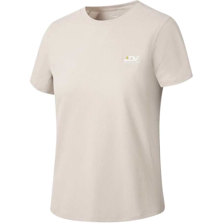 Li-Ning Li Ning Running Collection T Shirts Women's Silver Fish Gray Crew Neck Moderate Straight Fit