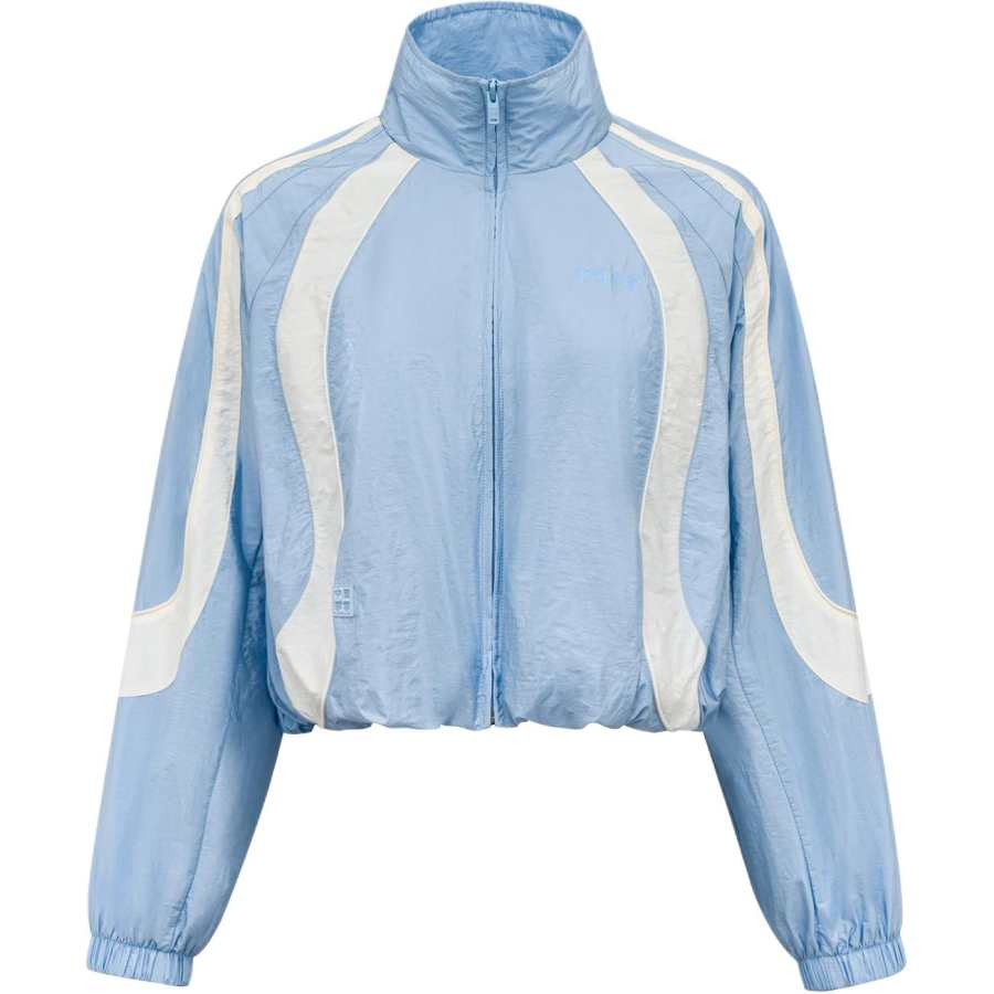 Li-Ning Li Ning Jackets Women's Pink Blue/Ivory Stand Collar Moderate Straight Fit