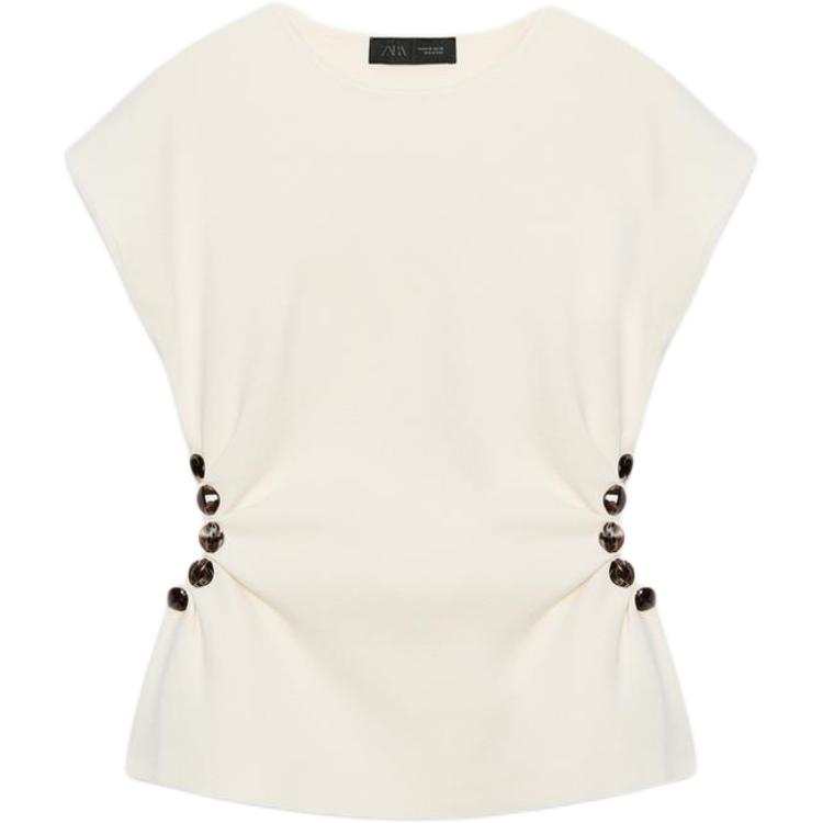 ZARA Knitwear Women's White Crew Neck Moderate