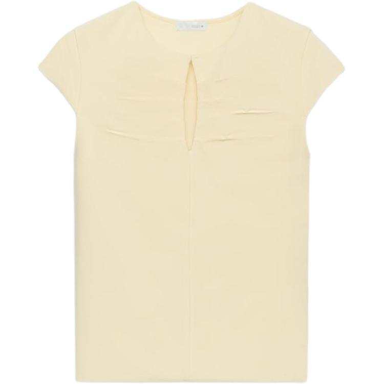 ZARA T Shirts Women's Yellow Crew Neck
