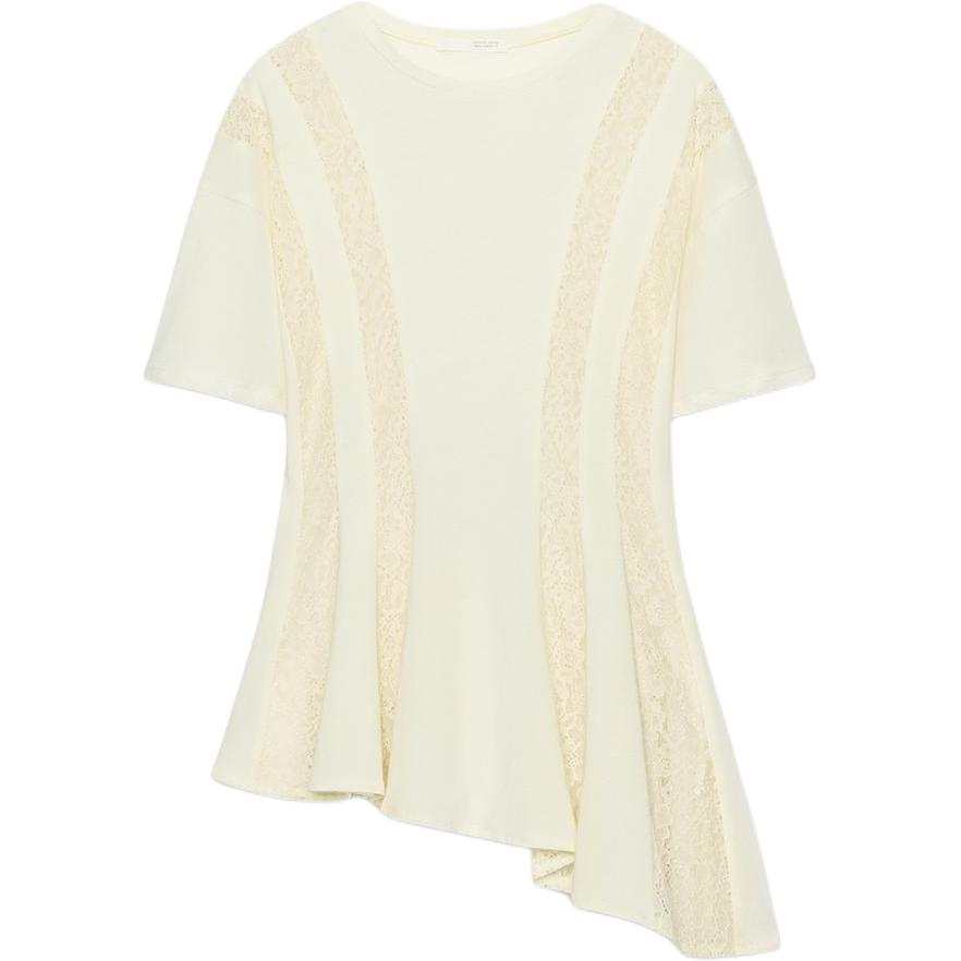 ZARA T Shirts Women's Cream Crew Neck