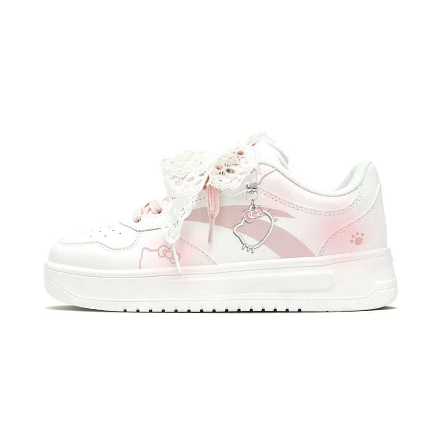 ANTA Skateboard Shoes Women's Low Top Pink Yellow