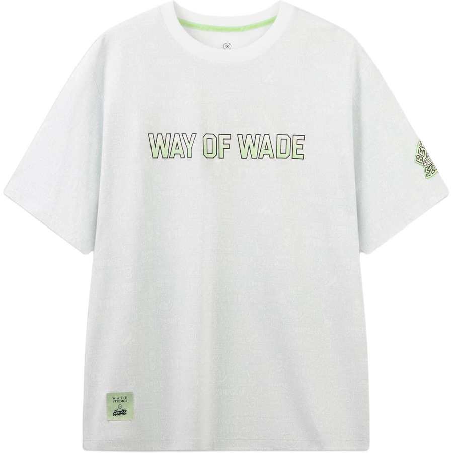 Li-Ning Li Ning T Shirts Men's White Crew Neck Moderate Straight Fit