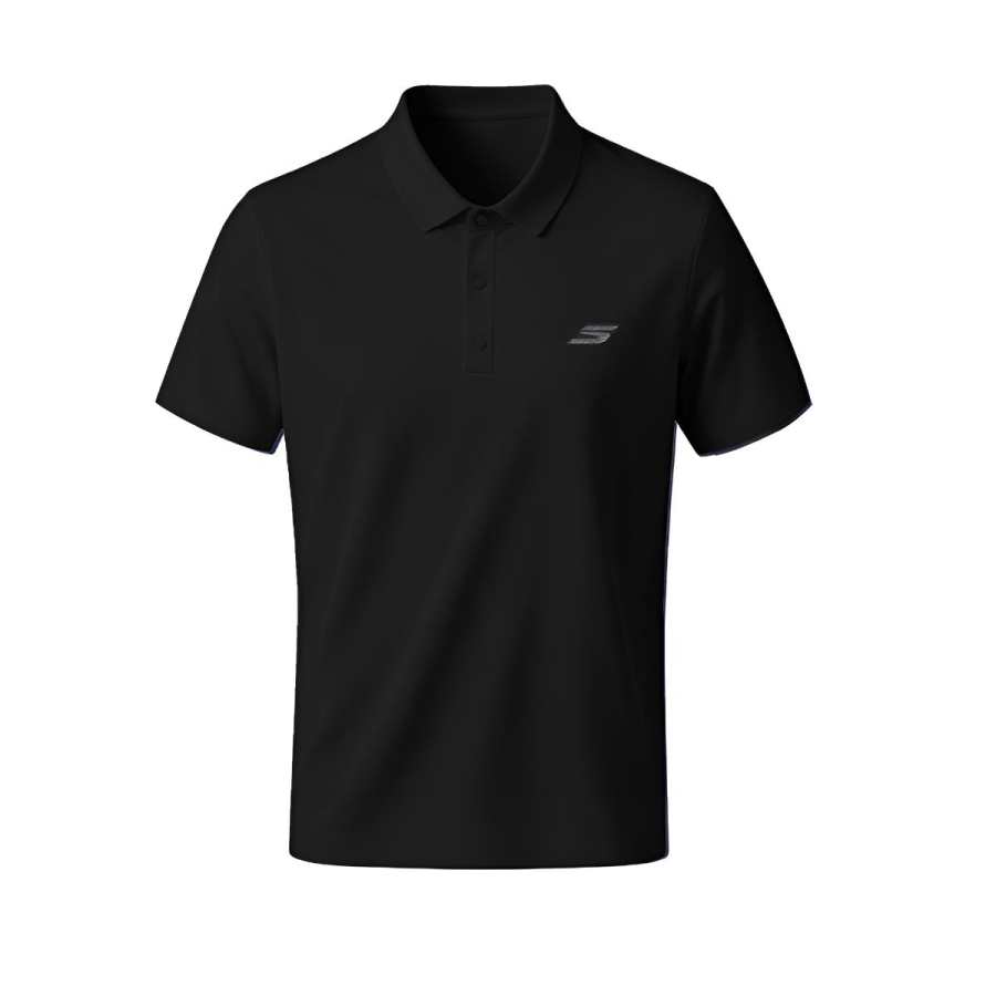 Skechers Polo Shirts Men's Carbon Black Top Polo Collar Thin Straight Fit