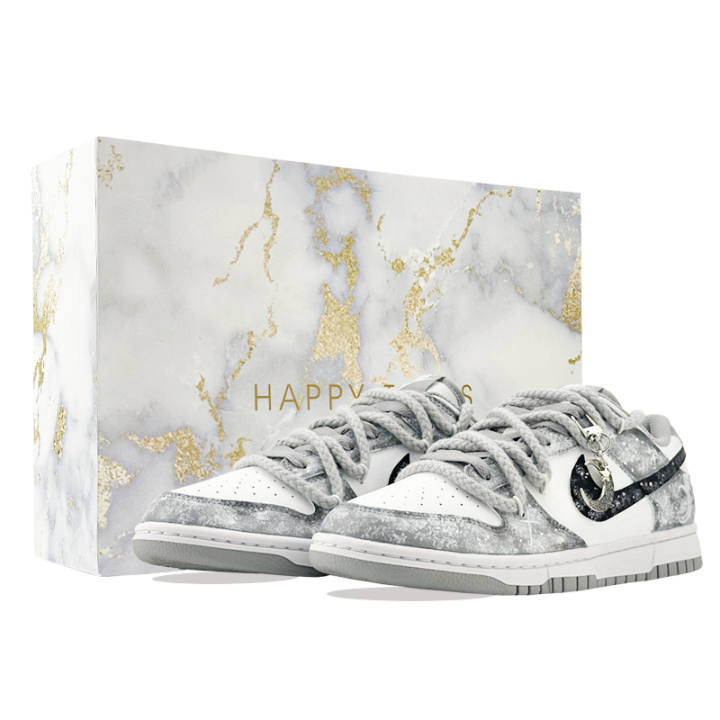Nike Nike Dunk Skateboard Shoes Unisex Low Top White Gray Black Starry Sky Gradient Colorway