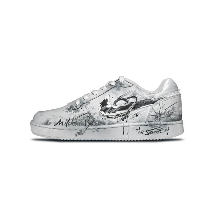 Nike Nike EBERNON Skateboard Shoes Men's Low Top White Black Gray Graffiti Blended Colorway
