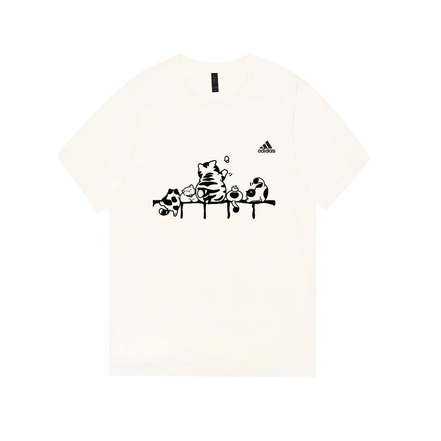 Adidas Adidas MUST HAVES T Shirts Unisex Ecru Crew Neck Moderate