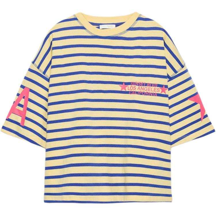 ZARA T Shirts Women's Yellow Crew Neck