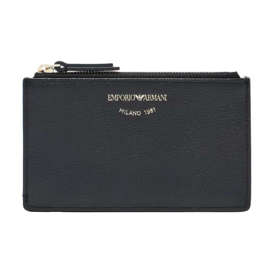 EMPORIO ARMANI Cow Leather Card Holder Women's Black