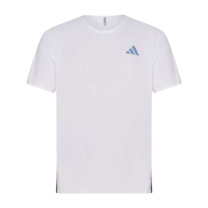 Adidas Adidas Adizero Running T Shirts Unisex White/Asphalt Gray Crew Neck Moderate