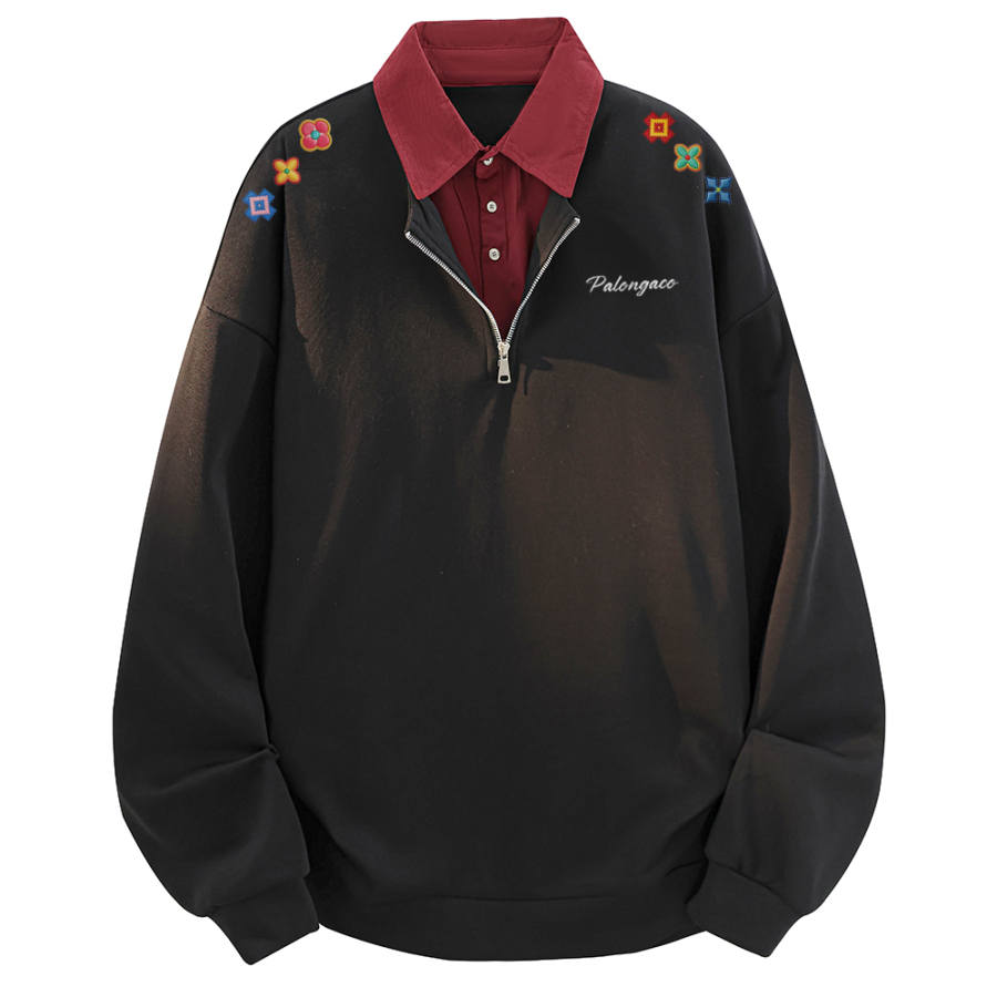PAL ONGACO Sweatshirts Unisex Lapel Moderate Straight Fit