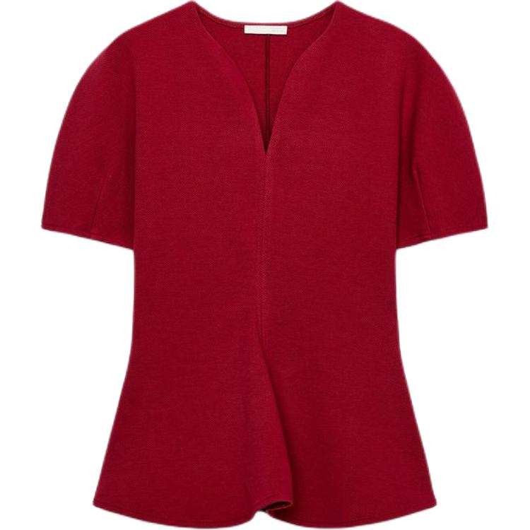 ZARA T Shirts Women's Burgundy Red Color V Neck