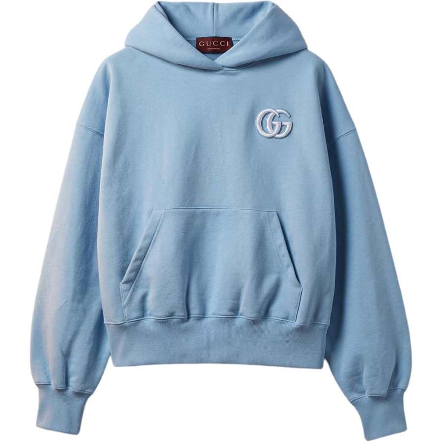 GUCCI Sweatshirts Women's Blue Hooded Non Detachable Moderate Straight Fit