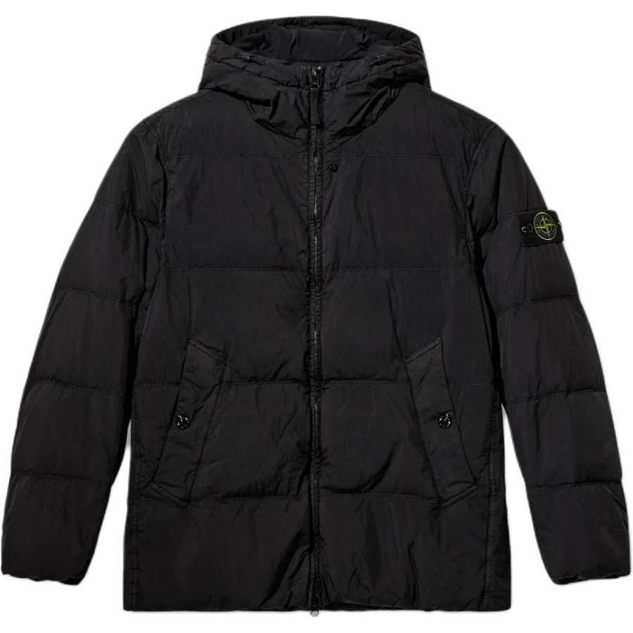 STONE ISLAND Puffer Jackets Men's Black Hooded Non Detachable Moderate Straight Fit