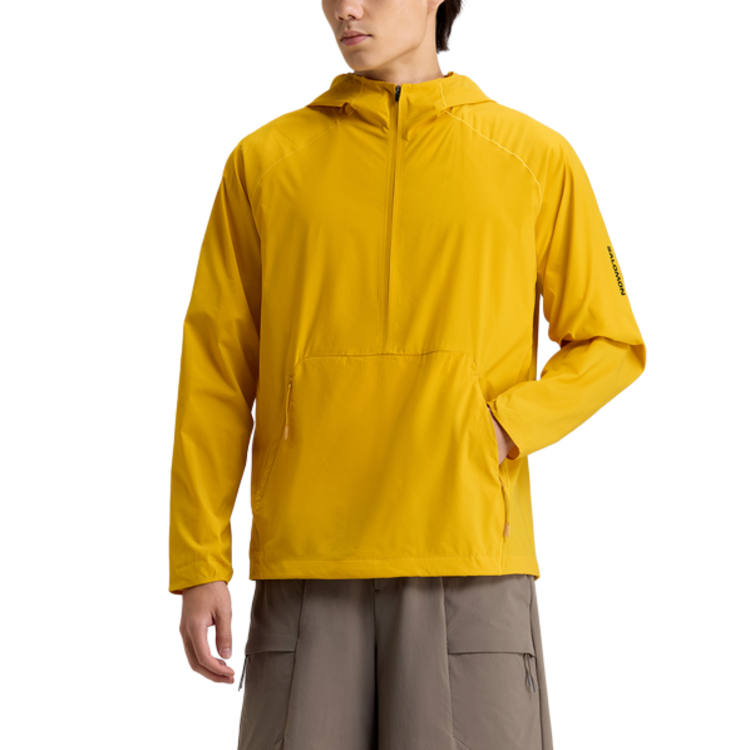 SALOMON Sweatshirts Men's Mineral Gold Hooded Non Detachable Moderate