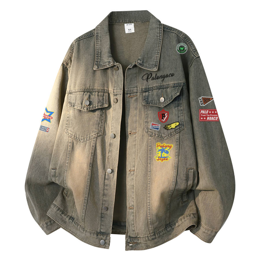 PAL ONGACO Denim Jackets Unisex Lapel Moderate Straight Fit