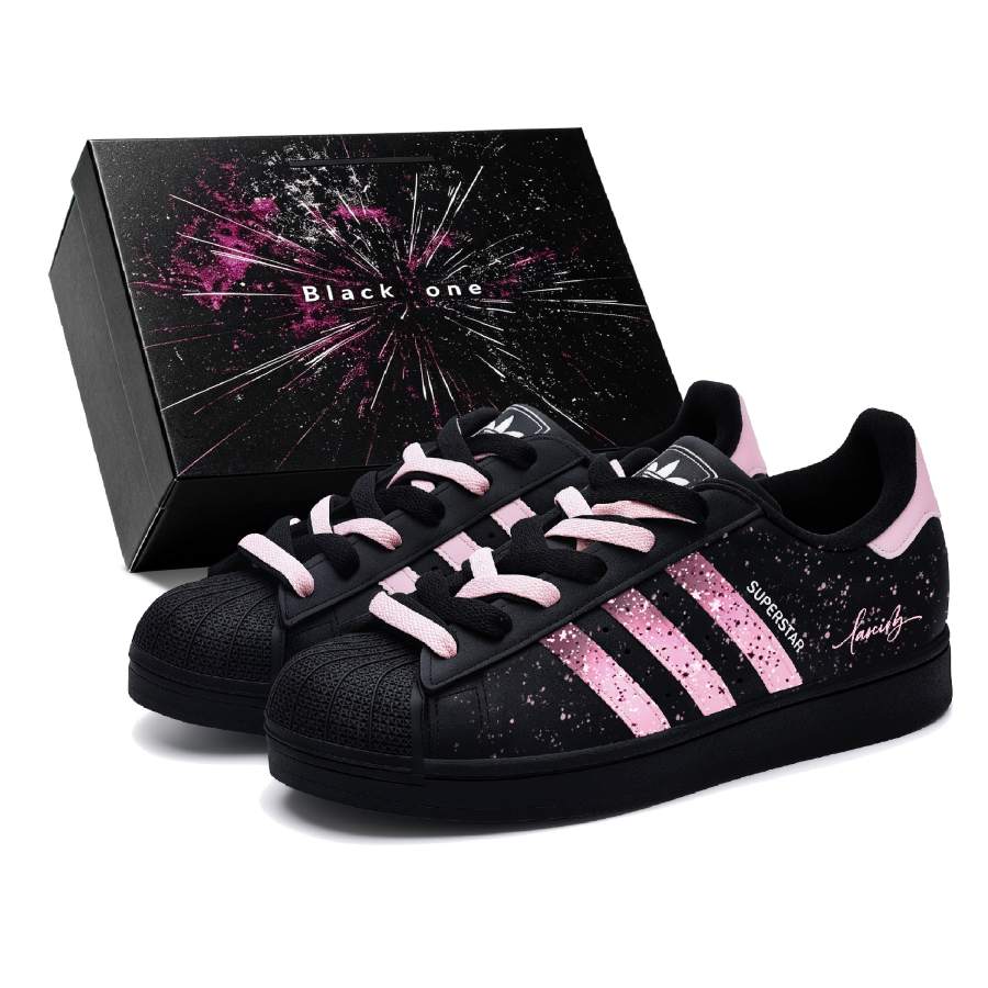Adidas Originals Superstar 2 Skateboard Shoes Unisex Low Top Black/Pink