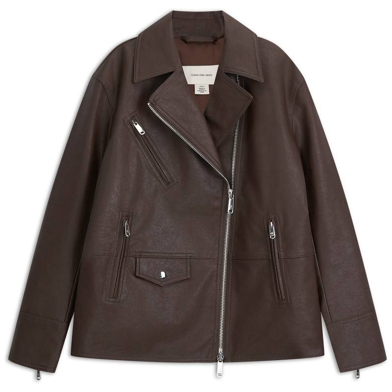 Calvin Klein Jackets Women's WFM Dark Coffee Lapel Moderate