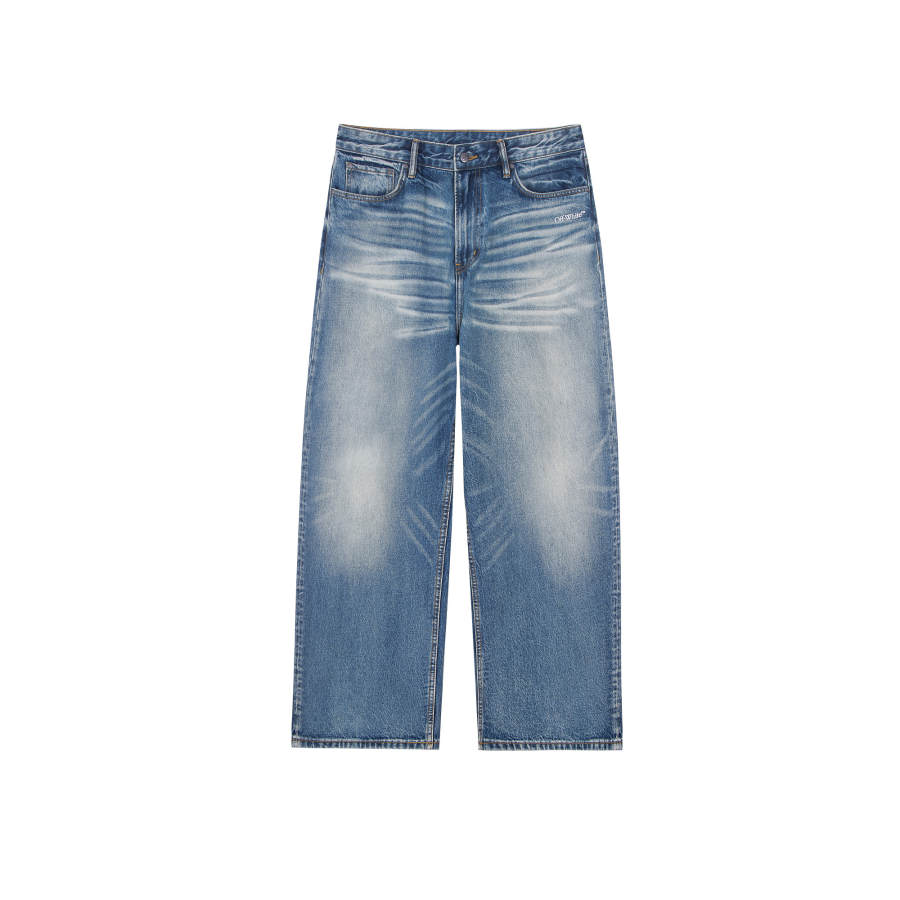 OFF-WHITE OFF WHITE Jeans Unisex Colorful Blue Moderate Wide Leg Pants