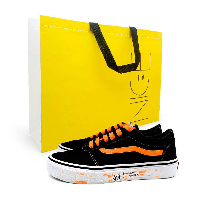 Vans Ward Skateboard Shoes Unisex Low Top Black White Orange