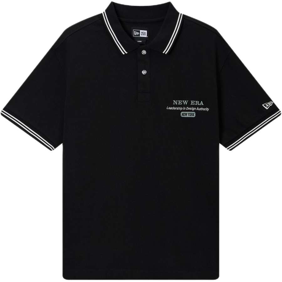 New Era Polo Shirts Unisex Black Polo Collar Moderate Straight Fit