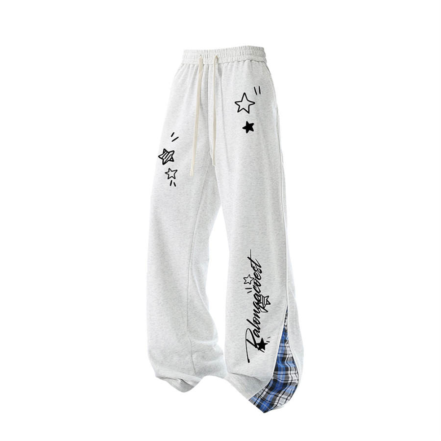 PAL ONGACO Casual Pants Unisex Gray Moderate Wide Leg Pants