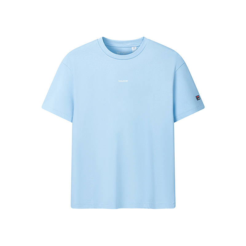 FILA T Shirts Women's Beyond Shore Blue Crew Neck Moderate Straight Fit