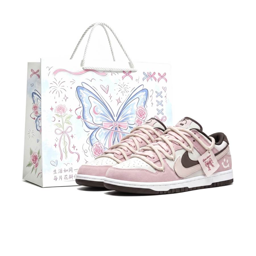 Nike Nike Dunk Skateboard Shoes Unisex Low Top Pink Brown Milk White Urban Chic Style Multicolor