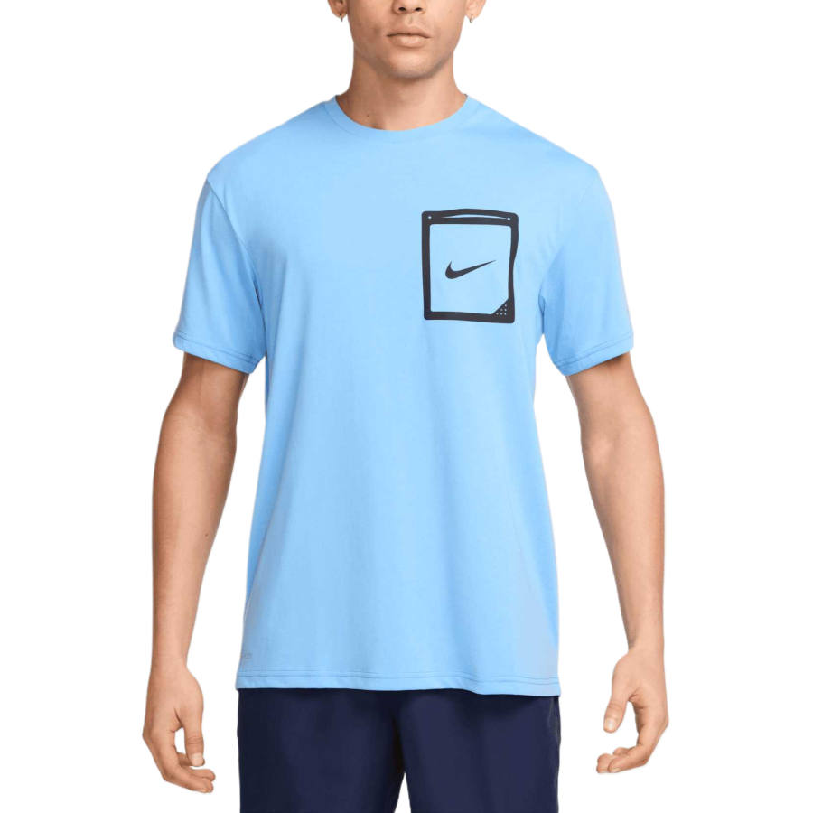 Nike Nike T Shirts Men's University Blue/Black/Black Crew Neck Moderate
