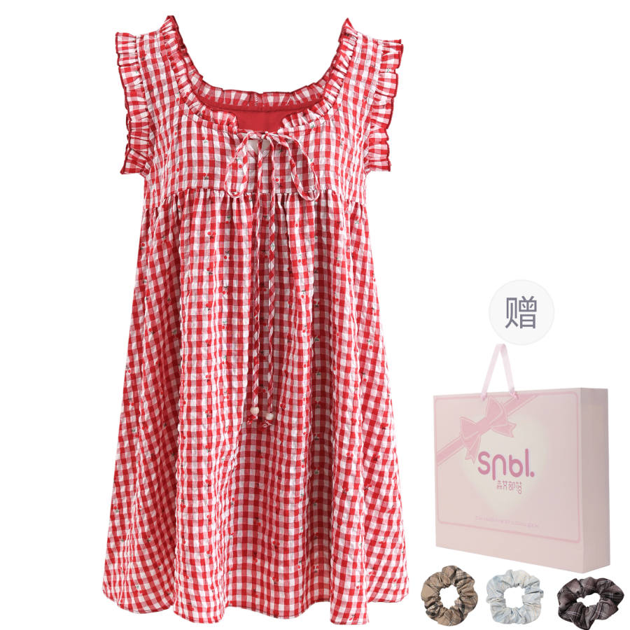 SNBL Sleeveless Dresses Women's Red Moderate Short Skirt
