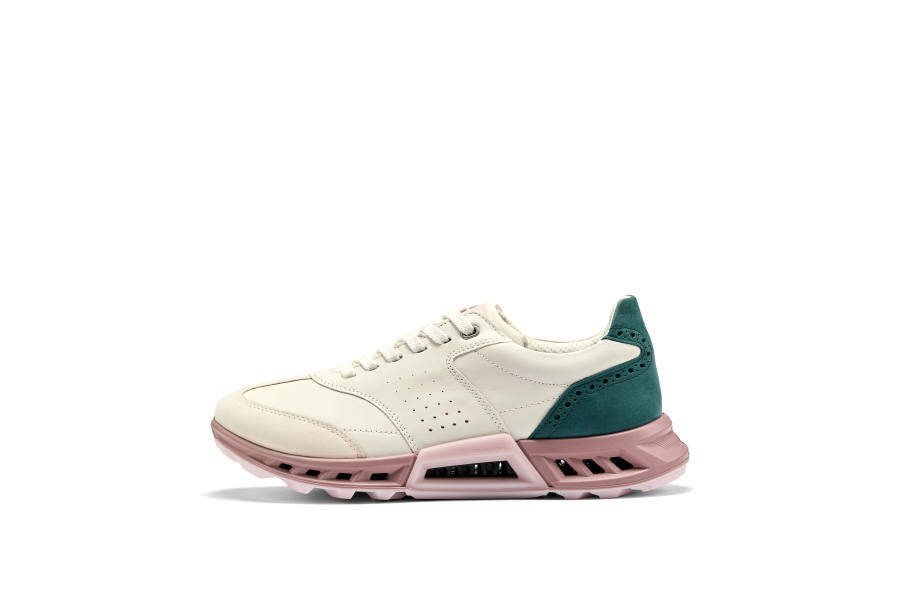 Ecco Casual Shoes Women's Low Top Ecru Multicolor Pink & Green Accent