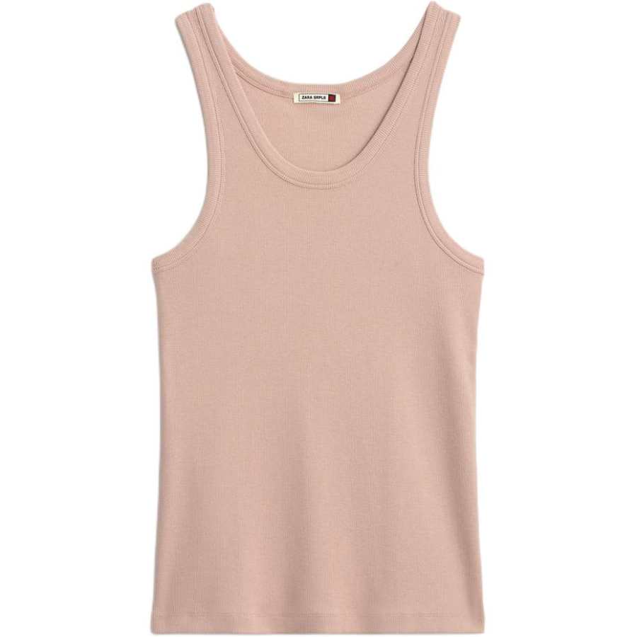 ZARA SRPLS Tank Tops Women's Light Peach Red