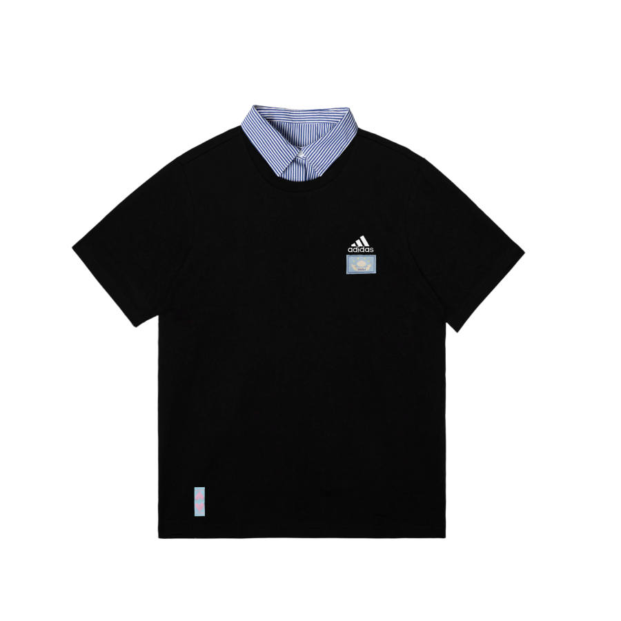 Adidas Adidas MUST HAVES T Shirts Unisex Black Lapel Moderate Straight Fit