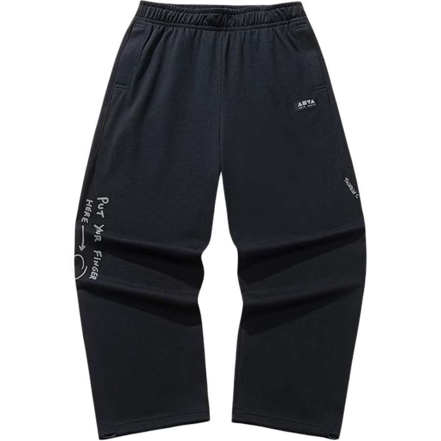 ANTA Life Collection Knitted Sweatpants Unisex Black Moderate Straight Fit Pants