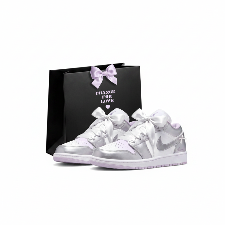 Jordan Jordan Air Jordan 1 Basketball Shoes Unisex Low Top Silver Gray