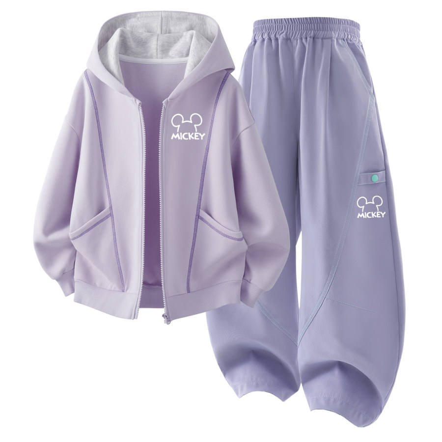 Disney Kids Casual Sportswear Hooded Non Detachable Moderate Stretch Breathable