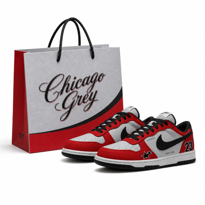 Nike Nike Big Skateboard Shoes Men's Low Top Red Gray Black & White Patchwork