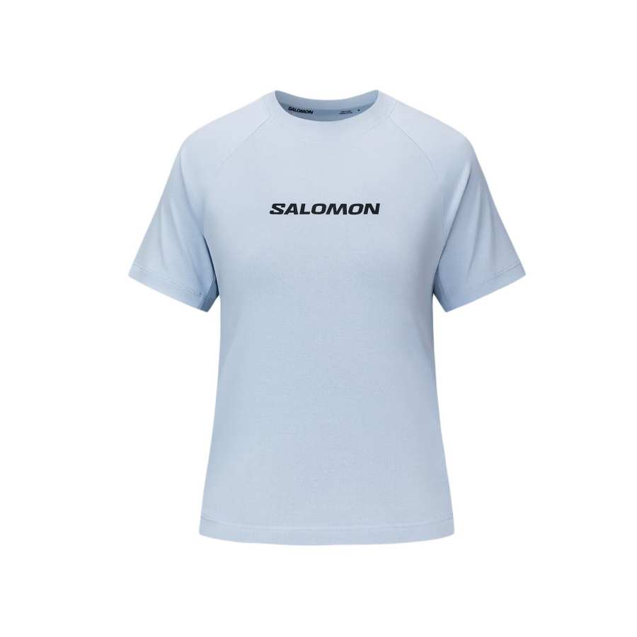 SALOMON T Shirts Women's Sky Track Blue Crew Neck Moderate Straight Fit