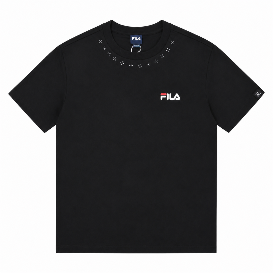 FILA T Shirts Unisex Black Crew Neck Moderate